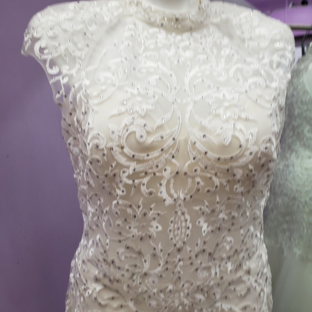 White embroidery lace Mermaid Formal Dress